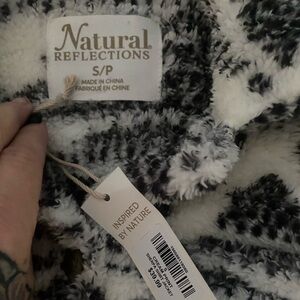 by & by Black and White Patterned Fleece Jacket